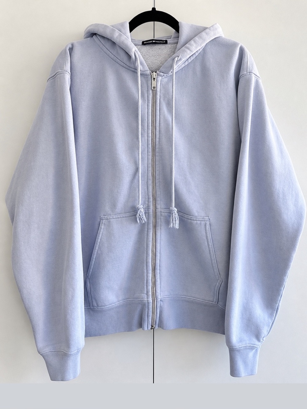 Brandy Melville Christy Zip Hoodie in Light Blue - Regular Fit (S/M)